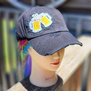 Ladies Black Berr Drinking BLING Hat NEW